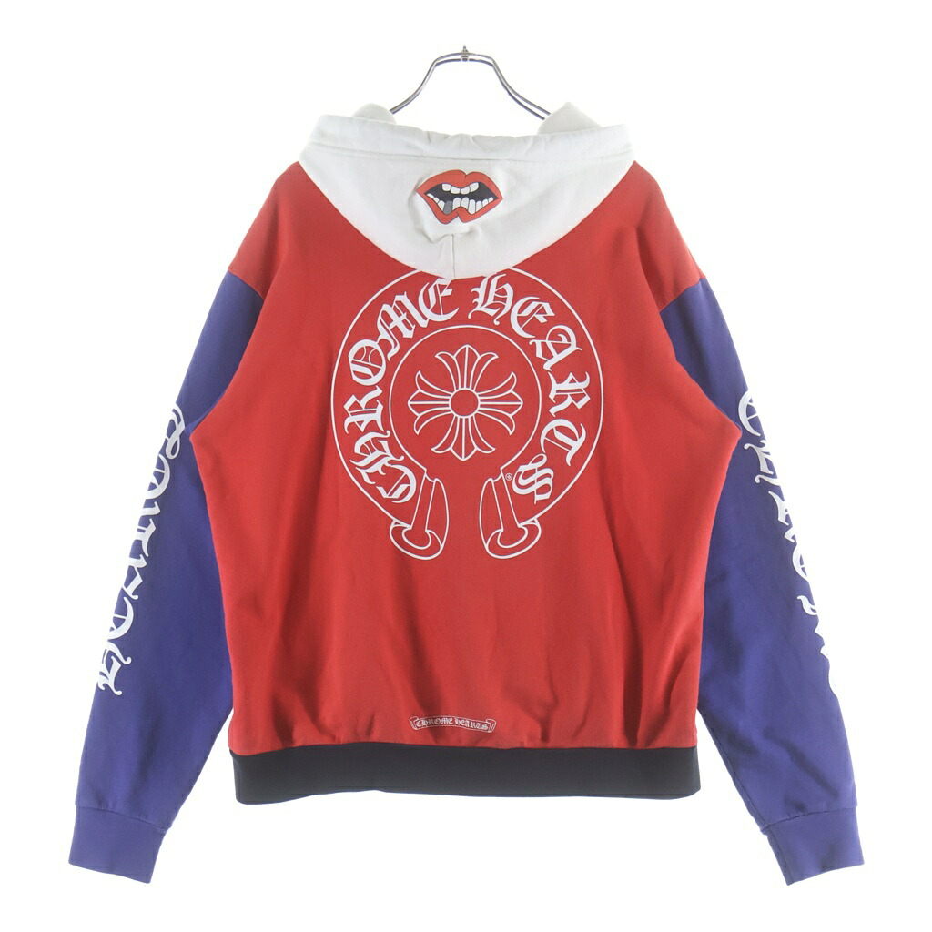 CHROME HEARTS(クロムハーツ) サイズ:S MATTY BOY PPO HD CHOMPER PLVR MATTY BOY トリコロールチョンパープルオーバーパーカー レッド/ブルー【中古】【程度B】【カラーレッド】【取扱店舗BRING渋谷店】｜ブランド買取・販売　BRING