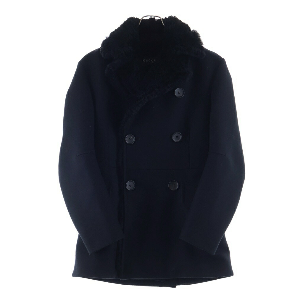 GUCCI(グッチ) 大きさ:44 13AW Black Persian Lamb Pea Coat 黒いこと ペル可愛らしさ 子ヒツジ 毛皮付き添い人 ピーコート 上衣 黒いこと 324156 Z6711【中古】【座標軸A】【色合い黒いこと】【オンライン制限事項商いもの】