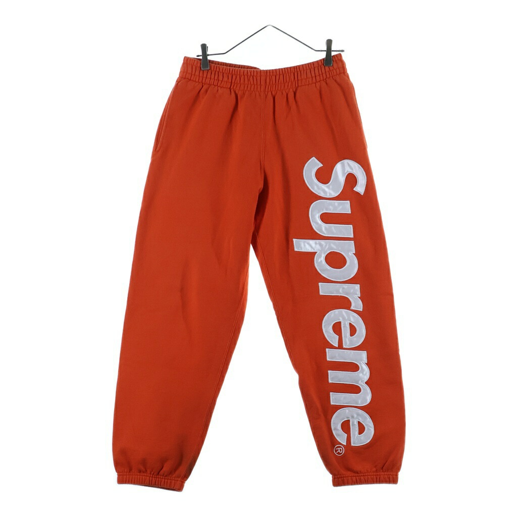 SUPREME(シュプリーム) 大きさ:S 24AW Satin Applique Sweatpant サテンアップリケスウェットパンツ オレンジ色【中古】【座標軸B】【色つやオレンジ色】【取りまわしバス発着場BRING横浜ビブレ店】