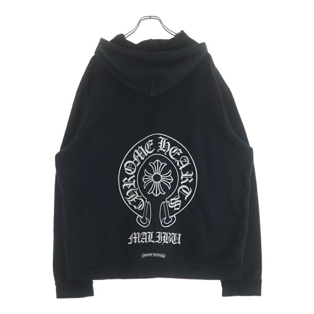 CHROME HEARTS(クロムハーツ) 大いさ:XXL SWTSHRT PLVR マリブ制限事項 バックホースシュープリント ジップアップパーカー 黒いこと【中古】【座標軸B】【色合い黒いこと】【取りまわしバス発着場原宿】