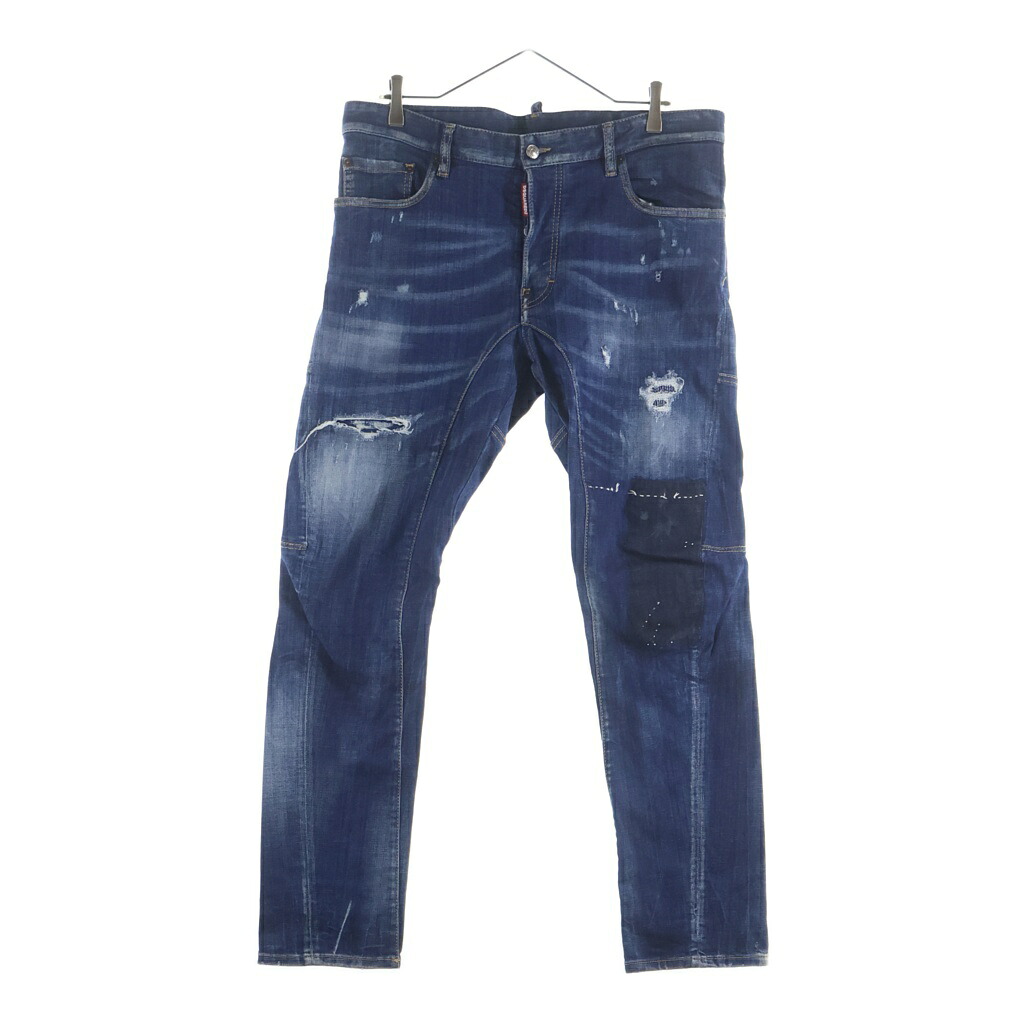 DSQUARED2(ディースクエアード) 大きさ:52 ■パッチワーク ジーンズズボン下 インディゴ【中古】【度合いB】【色つや青碧】【取りまわしバス発着場BRING横浜ビブレ店】