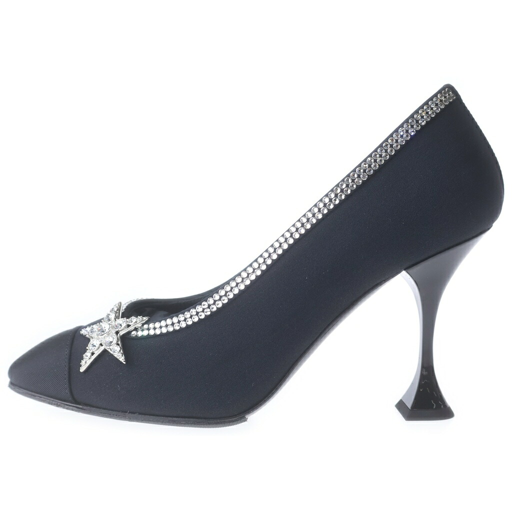 CHANEL(シャネル) サイズ:37 シャネル ラインストーン スタービジューヒールパンプス ブラック スエード #37【中古】【程度A】【カラーブラック】【取扱店舗BRING:RED新宿東口店】|ブランド買取・販売 BRING