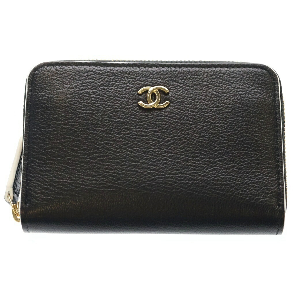 CHANEL(シャネル) 大きさ:- ココマーク ジップコインケース ミニ金入れ 黒いこと なめし革 ゴールド金具【新古品/中古】【度合いN】【色つや黒いこと】【取りまわしバス発着場BRING：RED新宿東口店】
