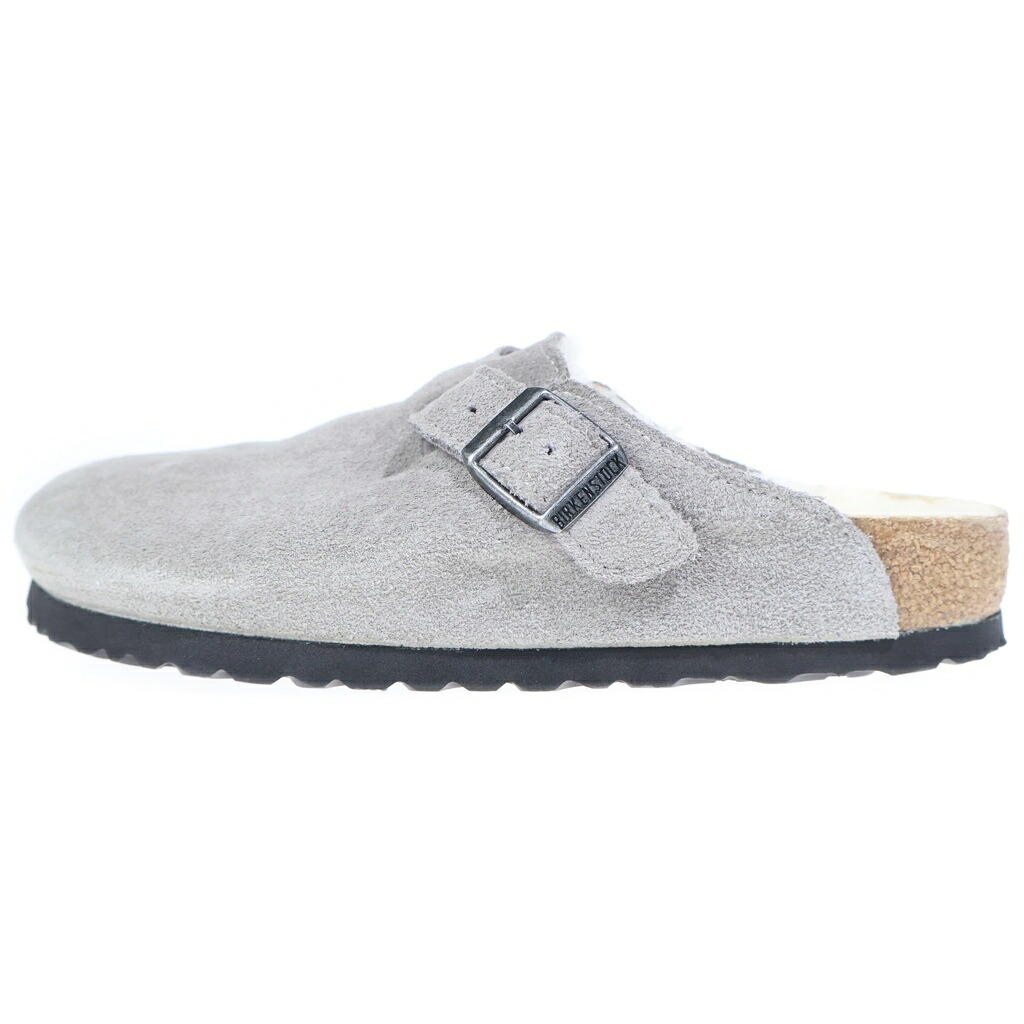 BIRKENSTOCK(ビルケンシュトック) 大きさ:37 BOSTON SHEARLING SUEDE 豆の町 羊肉 サンダル 薄墨色【中古】【座標軸B】【色つや薄墨色】【取りまわしバス発着場BRING THRIFT CLOSET あべの店】