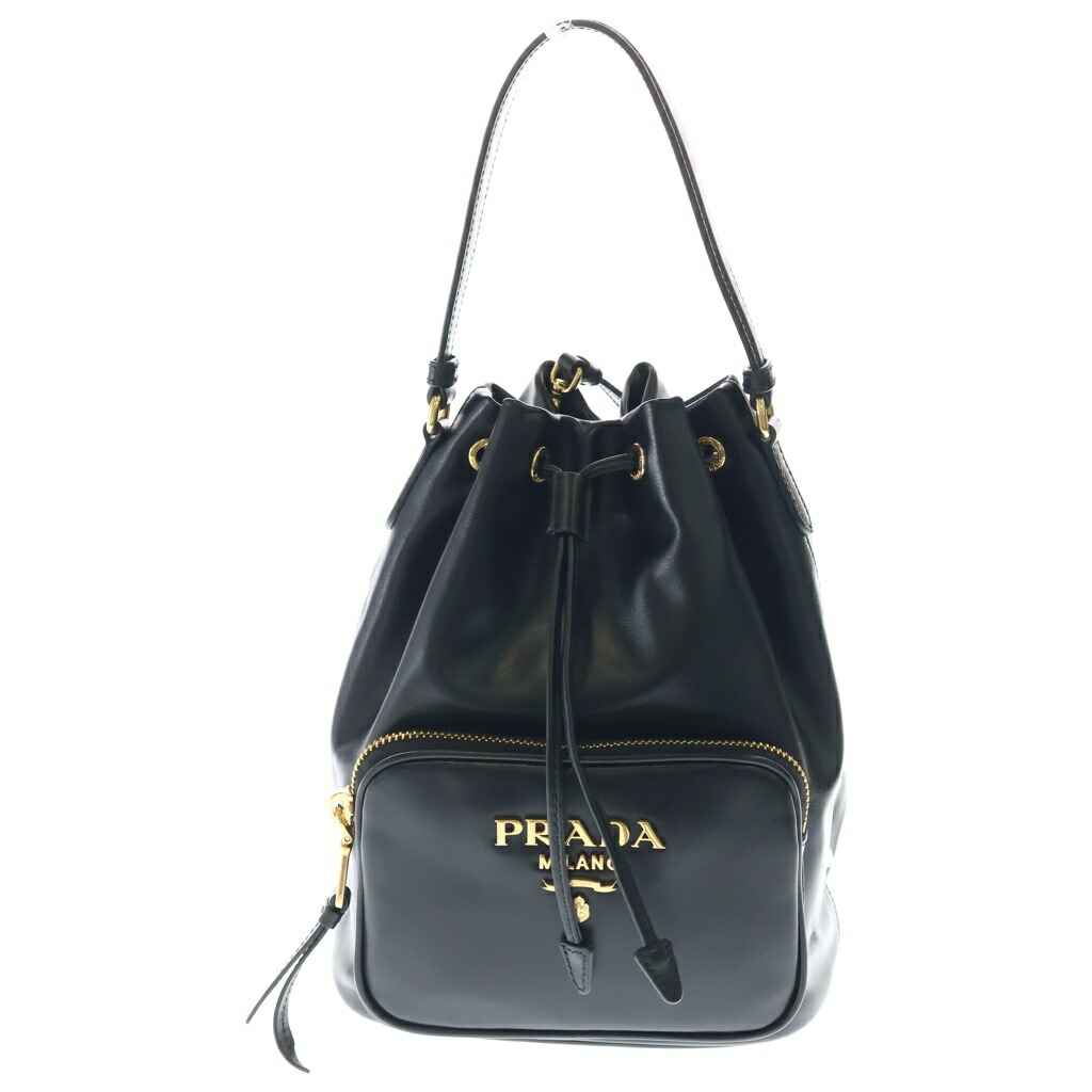 PRADA(プラダ) 二重奏 バゲットバッグ 黒 なめし革 1BH038【中古】【座標軸A】【色つや黒いこと】【取りまわしバス発着場新宿】