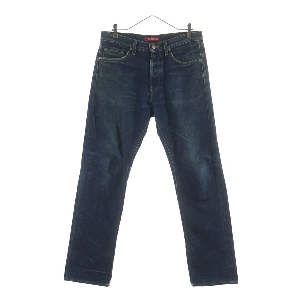SUPREME(シュプリーム) 大きさ:32 Rigit Slim Jeans 名取り草飛球 リジット か細い引っ切りない ジーンズズボン下 インディゴ【中古】【度合いB】【色つや青碧】【取りまわしバス発着場BRING THRIFT CLOSET 幕張店】