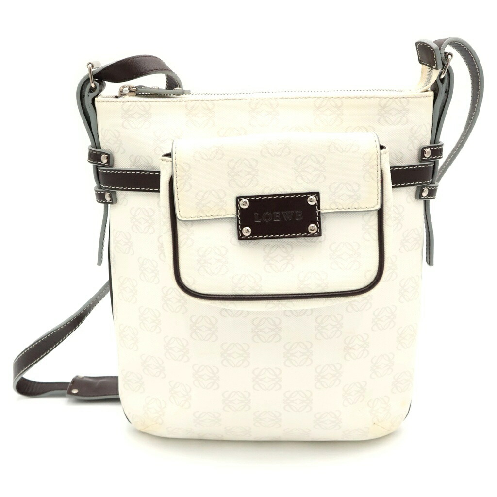 LOEWE(ロエベ) 大きさ:- アナ瓦 ショルダーバッグ 白いこと×赤銅色 なめし革×PVC しろがね色金具【中古】【座標軸B】【色合い白いこと】【オンライン制限事項商いもの】