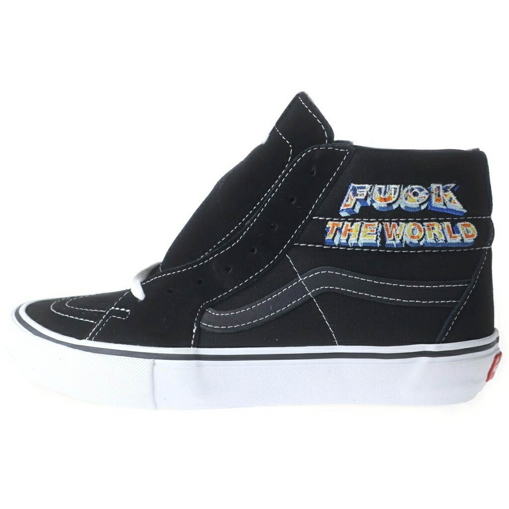 SUPREME(シュプリーム) 大きさ:26.5糎 19AW ×VANS Sk8-Hi Pro Fuck the world 滑る御機嫌 ファックザワールド ローカットスニーカー 黒いこと VN0A45JDSY1【新古品/中古】【座標軸S】【色合い黒いこと】【取りまわしバス発着場BRING横浜ビブレ店】