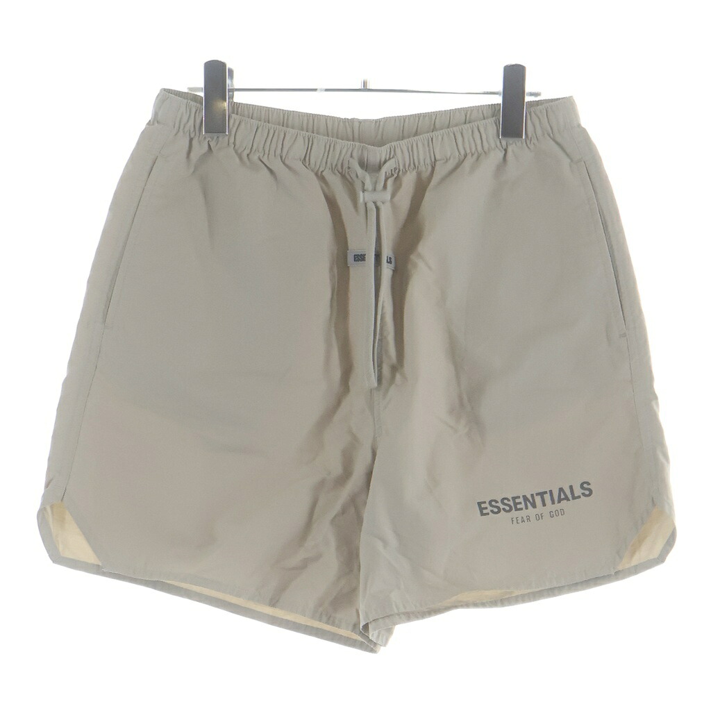 FEAR OF GOD ESSENTIALS(フィアオブゴッド エッセンシャルズ) 大きさ:XS Nylon Shorts リフレクターロゴ ナイロン さる股引き ベージュ【中古】【度合いA】【色つやベージュ】【取りまわしバス発着場BRING THRIFT CLOSET あべの店】