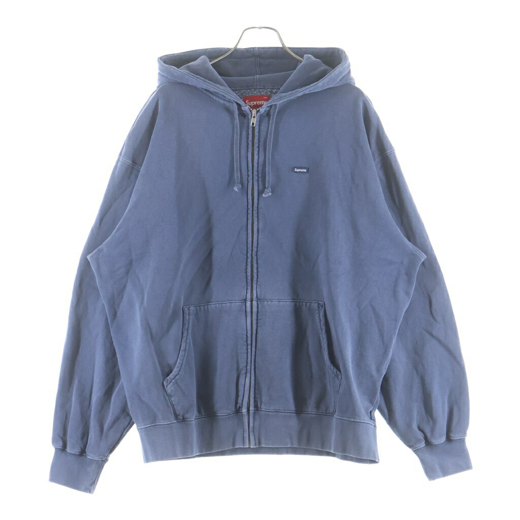 SUPREME(シュプリーム) 大きさ:L 24SS Overdyed Small Box Zip Up Hooded Sweatshirt スモールボックスロゴ ピグメントダイ ジップパーカー 米国海軍【中古】【座標軸B】【カラーネイビー】【取りまわしバス発着場BRING福岡天神店】