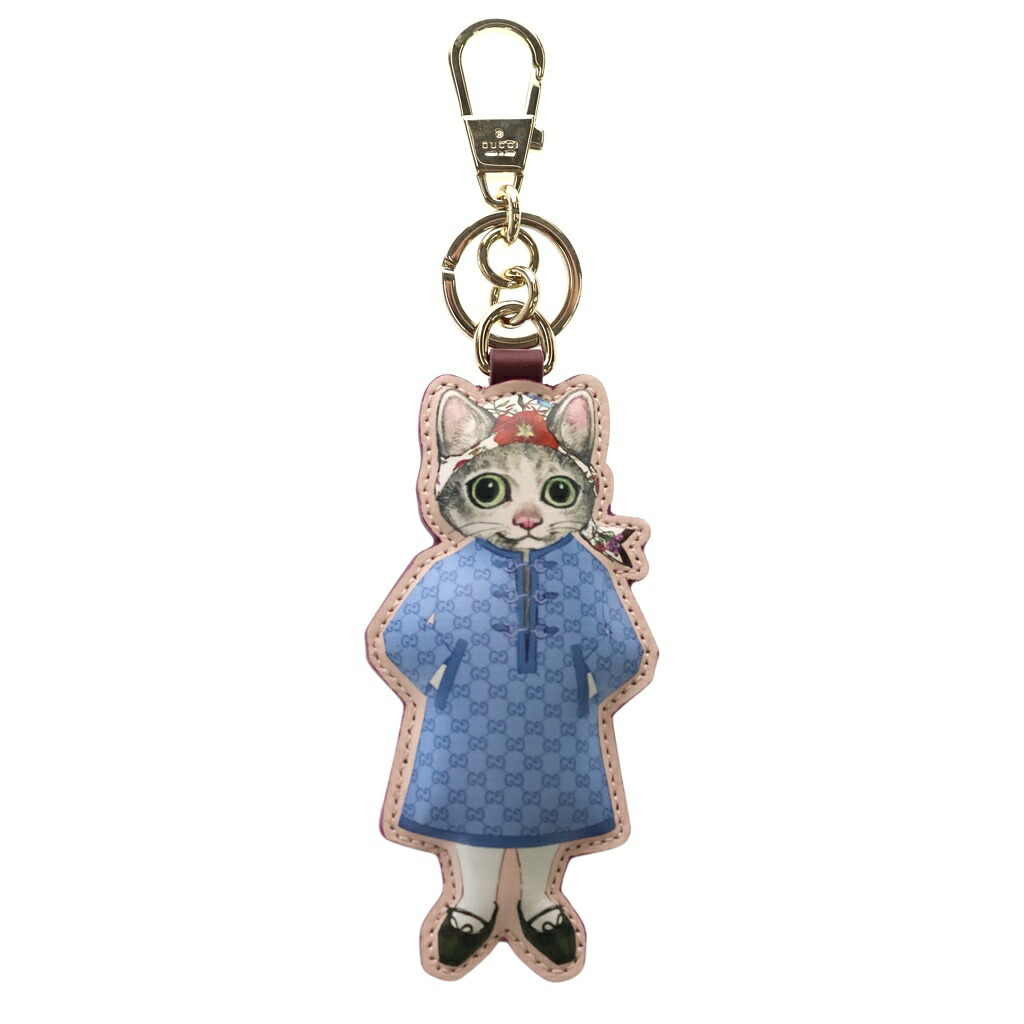 GUCCI(グッチ) サイズ:- キーチャーム ヒグチユウコ 猫 ボー BO 日本限定 バッグチャーム キーリング キーホルダー ピンク レザー 851743 ゴールド金具【中古】【程度A】【カラーピンク】【オンライン限定商品】|ブランド買取・販売 BRING