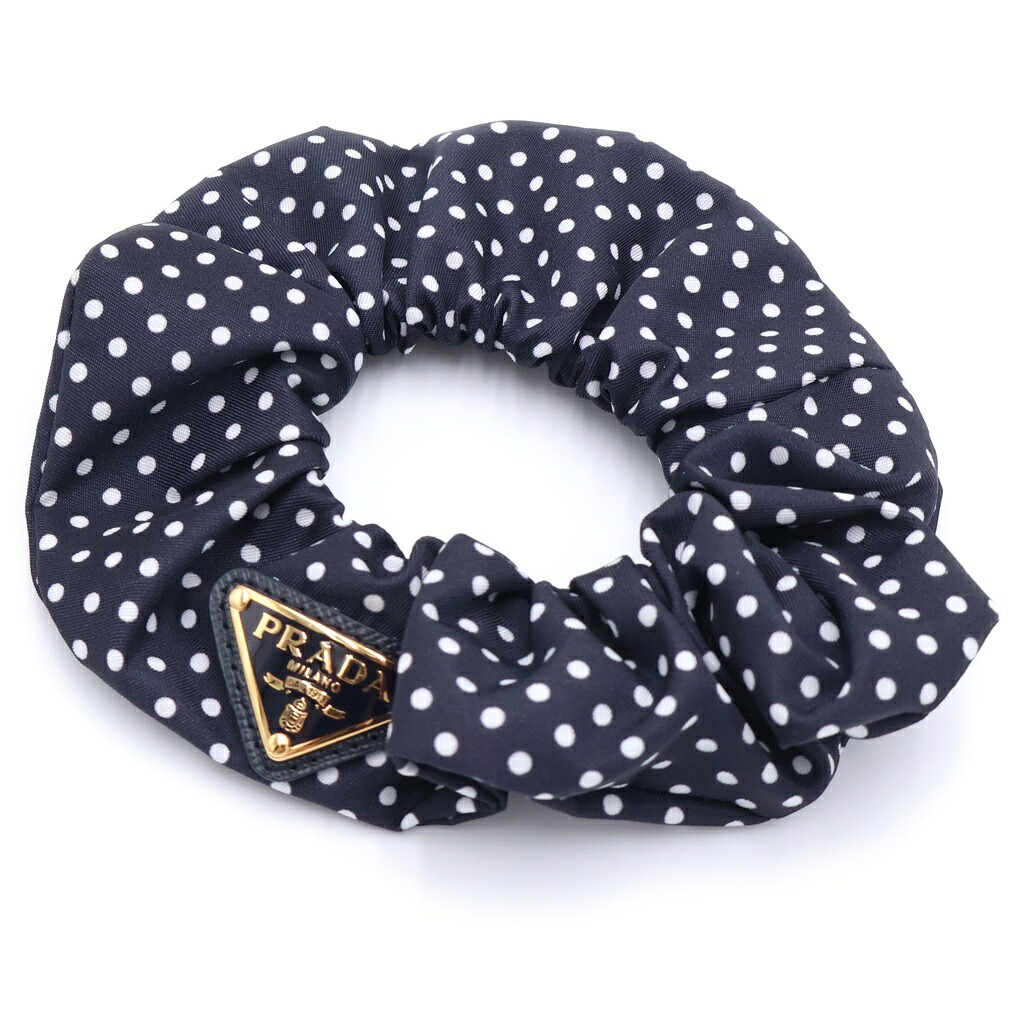 PRADA(プラダ) サイズ:- シュシュ テスート ダークネイビー&times;ホワイト ドット ナイロン【中古】【程度A】【カラーブラック】【オンライン限定商品】｜ブランド買取・販売　BRING