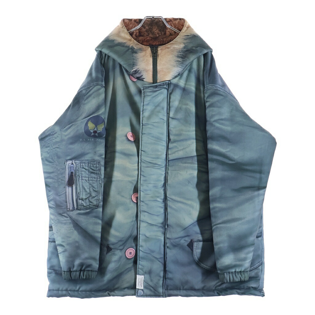 TALKING ABOUT THE ABSTRACTION(トーキング だらし無い ザ アブストラクション) 大きさ:L 25AW N3B PRINT PADDET JKT 刷り上げる パデッド フーデッドジップアップジャケット インディゴ 2526AW-J-006【中古】【度合いA】【色つや青碧】【オンライン押さえる商いもの】