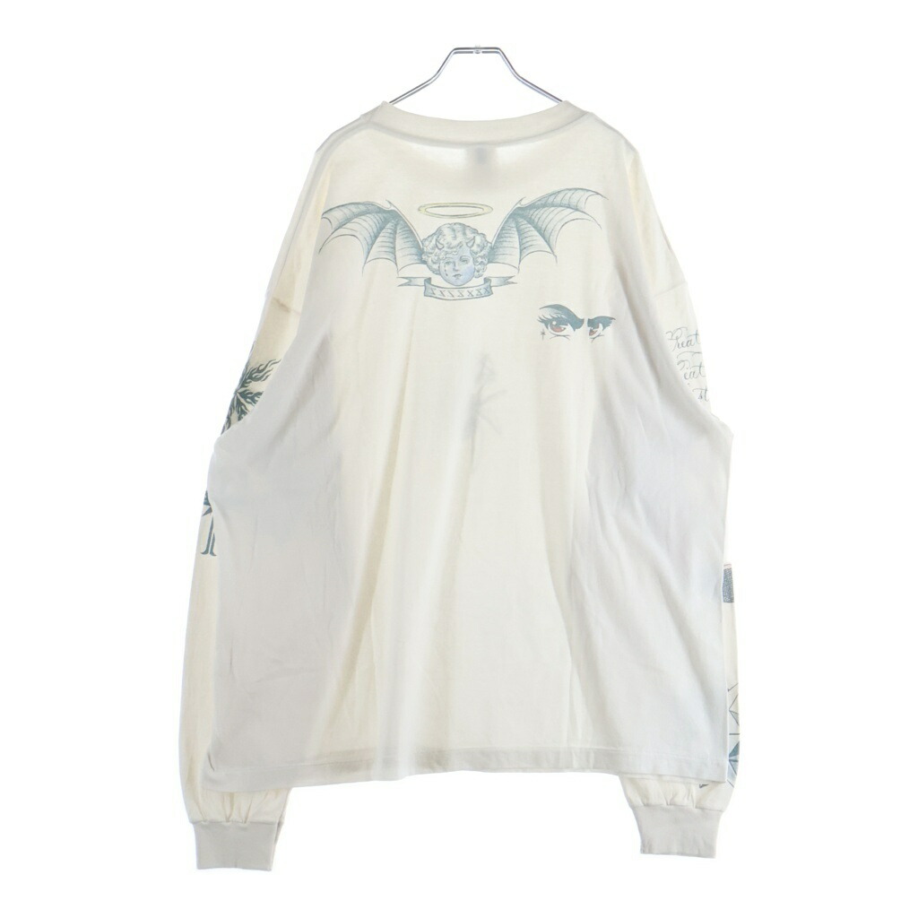 SAINT MICHAEL(セントマイケル) 大きさ:XXL 25AW ×Dr.Woo DW LS TEE TATTOO ドクターウー タトゥー 長袖プルオーバー ロンT 白いこと SM-HR1-0000-C29【中古】【座標軸A】【色合い白いこと】【取りまわしバス発着場原宿】