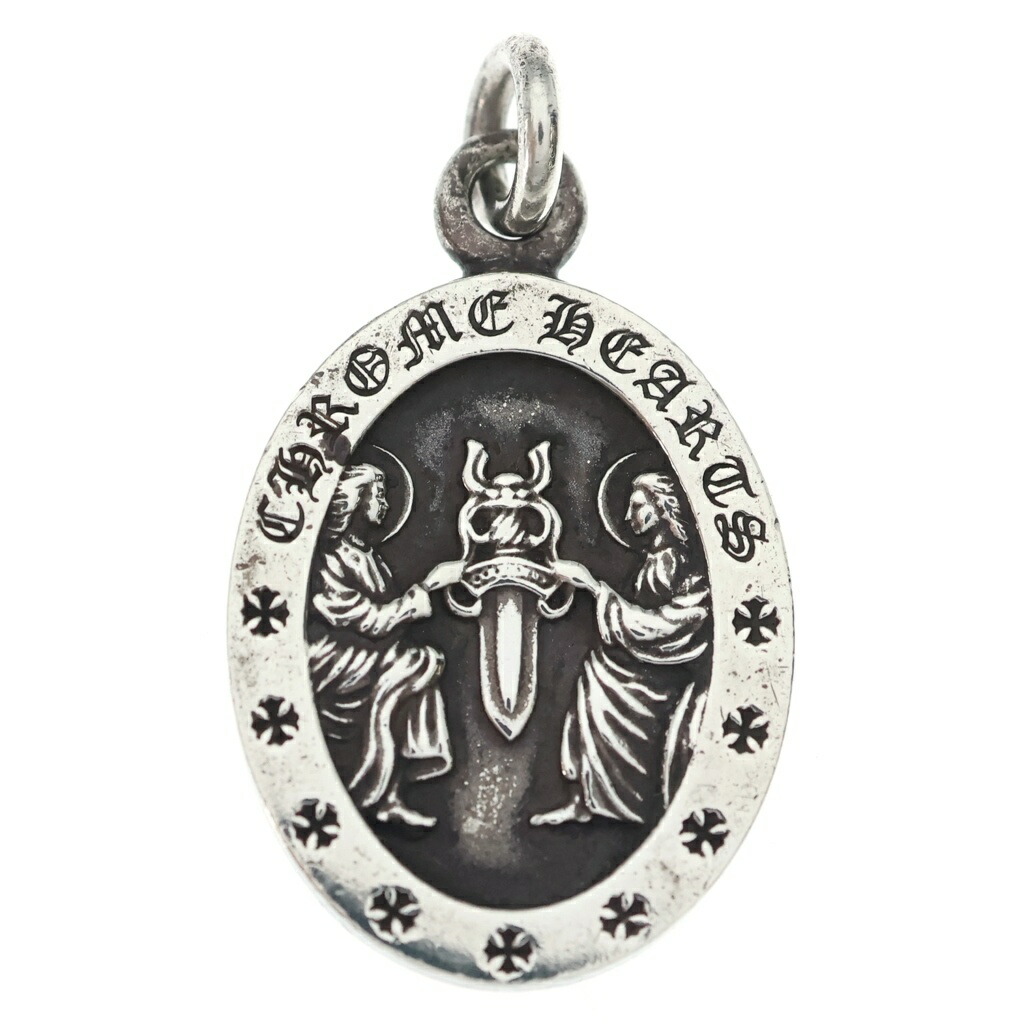 CHROME HEARTS(クロムハーツ) ANGEL MEDAL OVAL オーバルエンジェルメダル シャンデリヤとっ始め しろがね色 BCA207【中古】【度合いB】【色つやしろがね色】【取りまわしバス発着場BRING横浜ビブレ店】