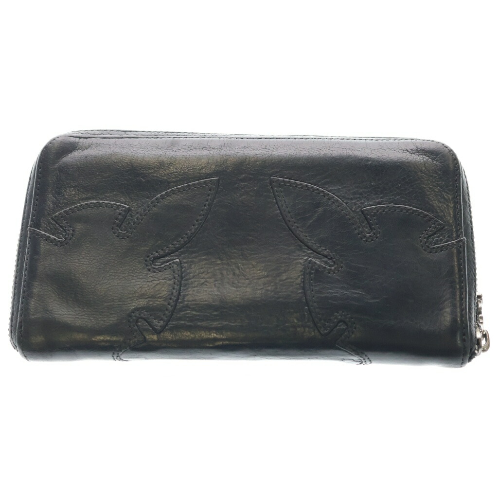 CHROME HEARTS(クロムハーツ) REC F ZIP ダブル フレアニー ラウンドジップ なめし革 ロングウォレット 黒いこと【中古】【度合いB】【色つや黒いこと】【取りまわしバス発着場BRING亜米利加村店】