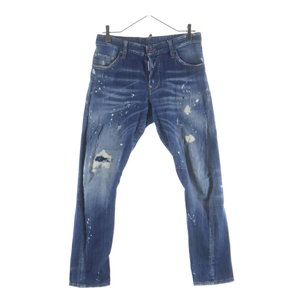 DSQUARED2(ディースクエアード) 大きさ:42 19AW Sexy Twist Jean ウォッシュ産業 ボタンフライダメージデニムスキニーパンツ インディゴ S71LB0683 S30342【中古】【座標軸B】【色合い青色】【取りまわしバス発着場BRING THRIFT CLOSET あべの店】