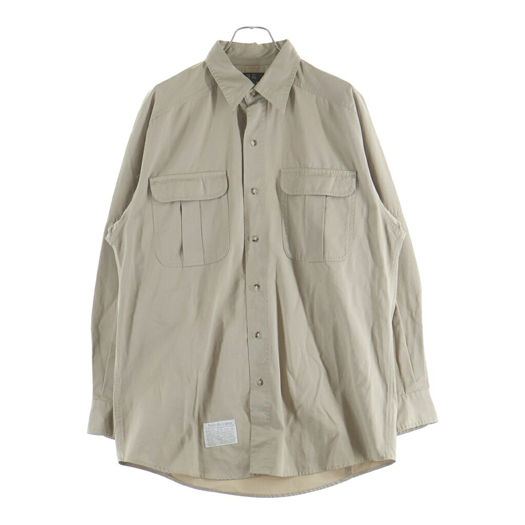 WILLIS&GEIGER(ウィルスガイガー) サイズ:M 90S COTTON BUSH POPLIN L/S SHIRT 香港製 コットン 長袖シャツ ベージュ【中古】【程度B】【カラーベージュ】【取扱店舗AWESOME高円寺店】|ブランド買取・販売 BRING