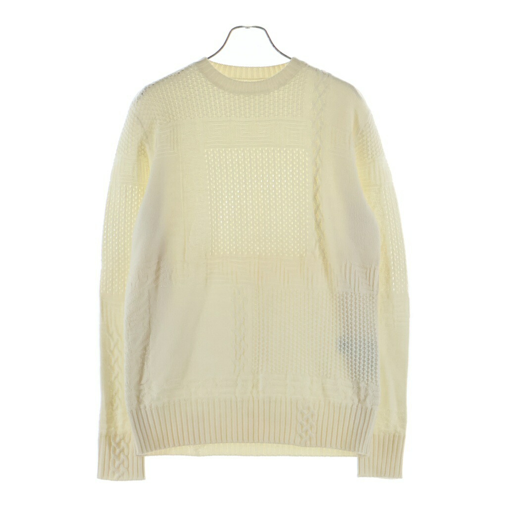 VERSACE(ヴェルサーチ) 大いさ:46 ロゴタイプ刺しゅう クルーネックシャギーニット 白いこと A82702【中古】【座標軸A】【色合い白いこと】【取りまわしバス発着場BRING横浜ビブレ店】