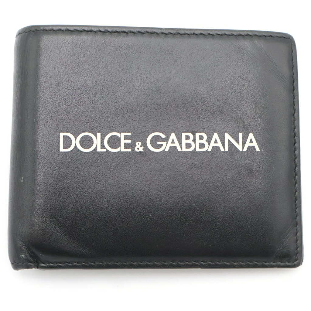 DOLCE \u0026 GABBANA(ドルチェアンドガッバーナ) エンブロイダリープリント 二つ折り紙入れ ウォレット 黒いこと【中古】【座標軸B】【色つや黒いこと】【オンライン押さえる商いもの】