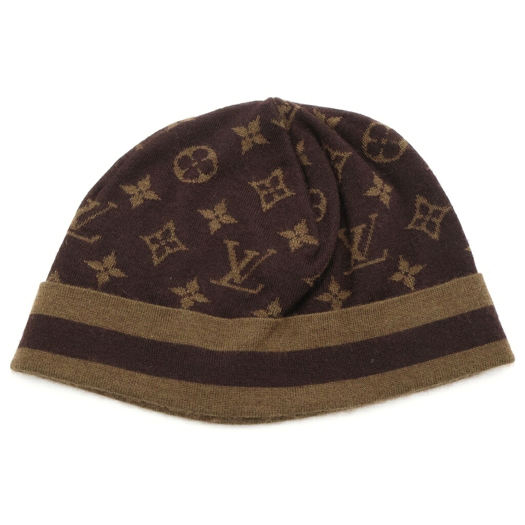 LOUIS VUITTON(ルイヴィトン) 大きさ:os モノグラム カシミール混 編み物帽 赤銅色【中古】【座標軸B】【色合い赤銅色】【オンライン制限事項商いもの】