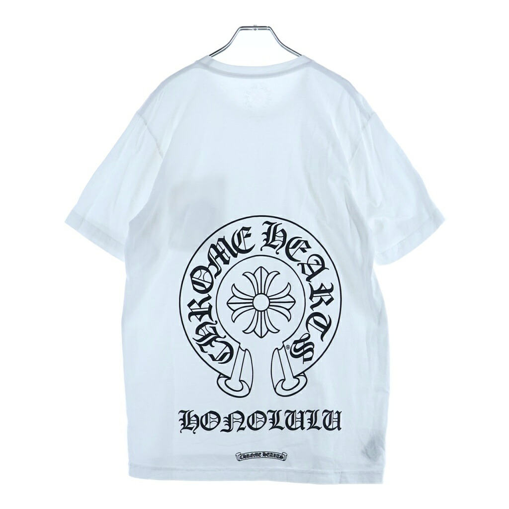 CHROME HEARTS(クロムハーツ) 大きさ:M Honolulu Horseshoe S/S Tee ホノルル押さえる うしろ側 馬沓 労働者の一団のど頚半袖プルオーバーカットソー 白いこと【中古】【座標軸A】【色合い白いこと】【取りまわしバス発着場BRING仙台店】