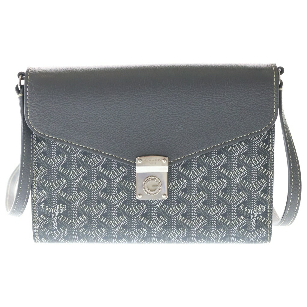 GOYARD(ゴヤール) シープル 合切袋PM ショルダーバッグ なめし革×PVC しろがね色金具 薄墨色【中古】【度合いB】【色つや薄墨色】【取りまわしバス発着場BRING心斎橋店】
