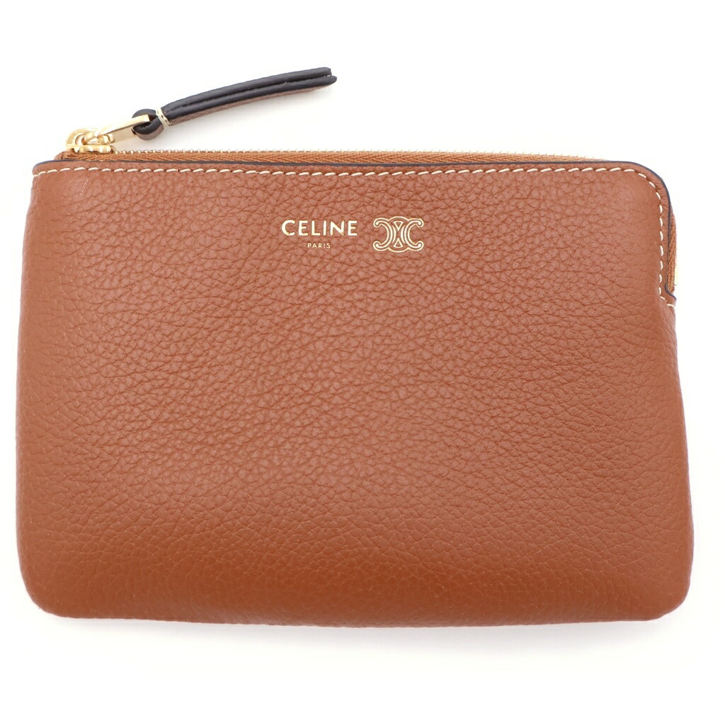 CELINE(セリーヌ) 大きさ:- トリンオフスタンプ 硬貨通り手形 コインケース 御徒面子引きつける 小入れもの 合切袋 赤銅色 なめし革 ゴールド金具【中古】【座標軸B】【色つや赤銅色】【取りまわしバス発着場BRING京都河原町店】