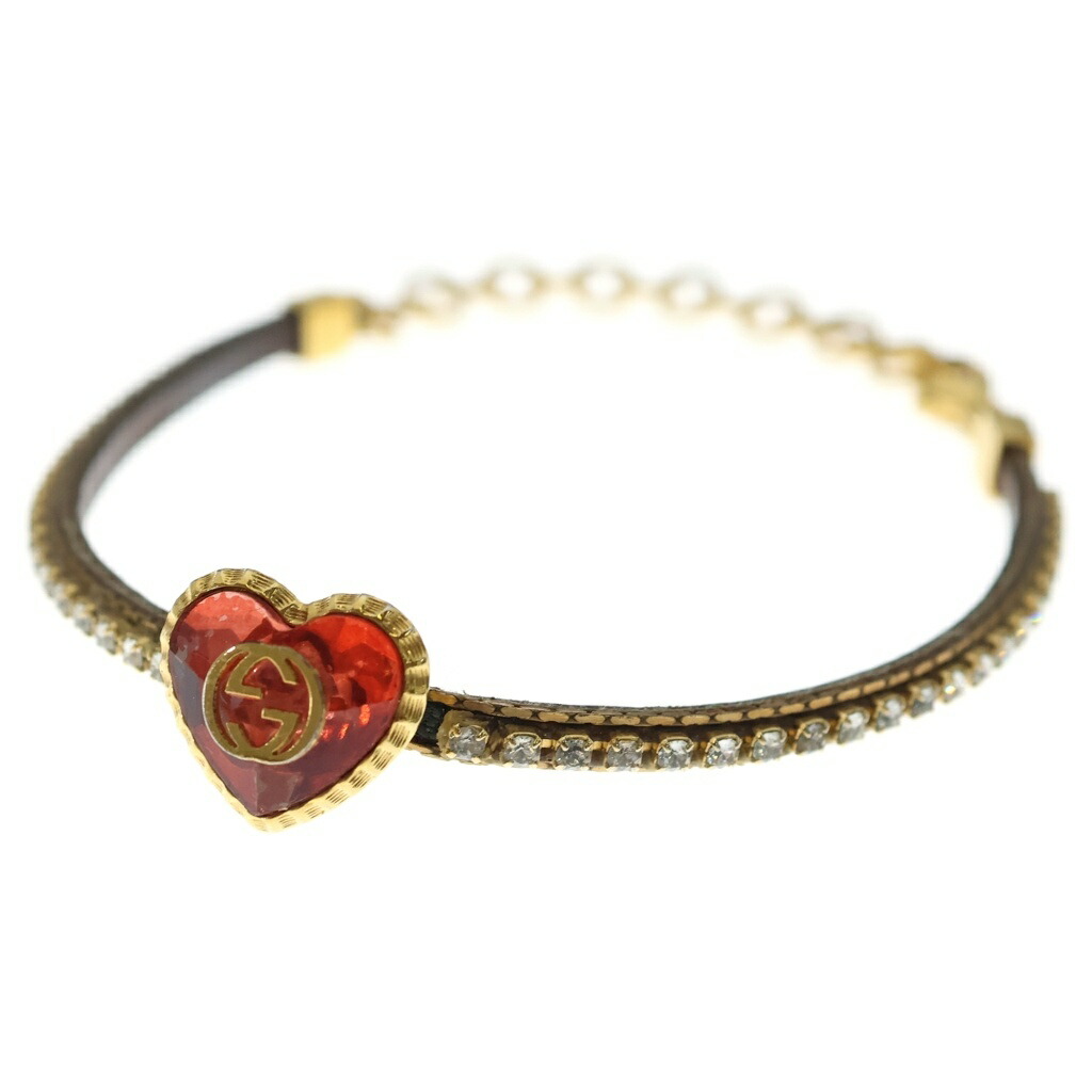 GUCCI(グッチ) ■インターロッキングG ハートモチーフ ラインストーン ブレスレット ゴールド GP【中古】【程度B】【カラーゴールド】【取扱店舗BRING心斎橋店】|ブランド買取・販売 BRING