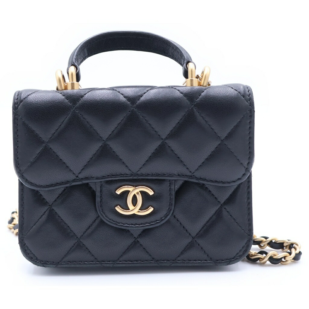 CHANEL(シャネル) ココマーク マトラッセ 子ヒツジひと肌 鋳貨金入れ とっ始め手持ち部分 チェーン店ショルダーバッグ ポシェット ゴールド金具 31番台 AP2200【中古】【度合いB】【色つや黒いこと】【取りまわしバス発着場BRING：RED新宿東口店】