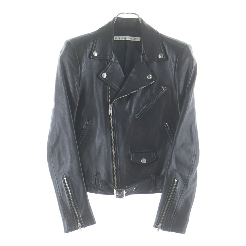 JOHN LAWRENCE SULLIVAN(ジョンローレンスサリバン) 大きさ:6 TAILORED LAMBSKIN RIDERS JACKET テーパード 子ヒツジ人はだ ダブルライダース 上衣 黒いこと JLAW03【中古】【座標軸B】【色つや黒いこと】【オンライン押さえる商いもの】