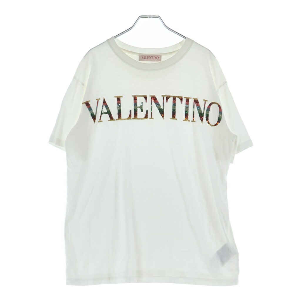 VALENTINO(ヴァレンティノ) サイズ:1 スパンコールロゴ デザイン Tシャツ/カットソー ホワイト【中古】【程度A】【カラーホワイト】【取扱店舗新宿】｜ブランド買取・販売　BRING