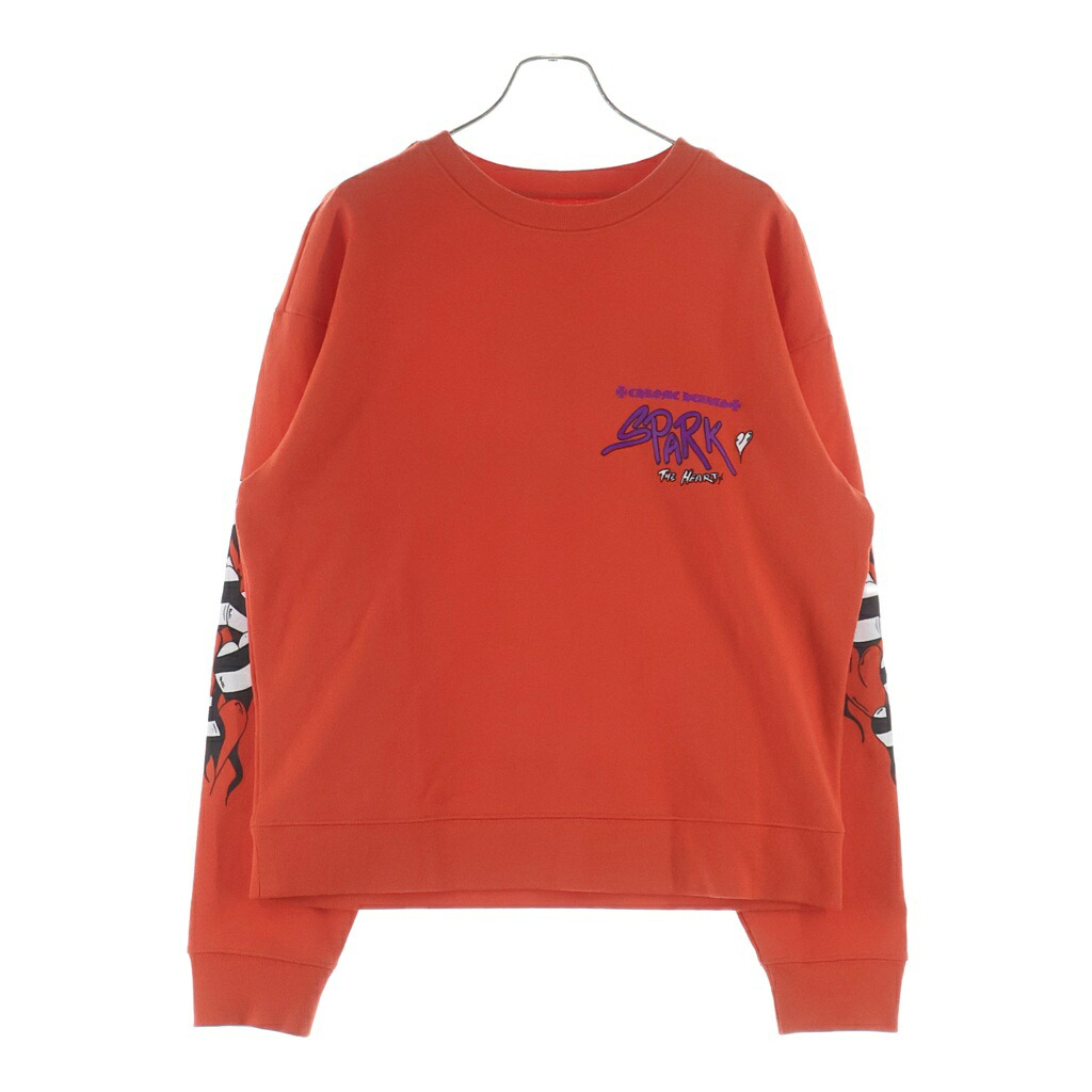 CHROME HEARTS(クロムハーツ) 大きさ:M ×MATTY BOY PPO SPARK THE HEART SWTSHRT マッティボーイ スパークザハート プリントスウェット オレンジ色【中古】【座標軸B】【色合いオレンジ色】【取りまわしバス発着場BRING亜米利加村店】