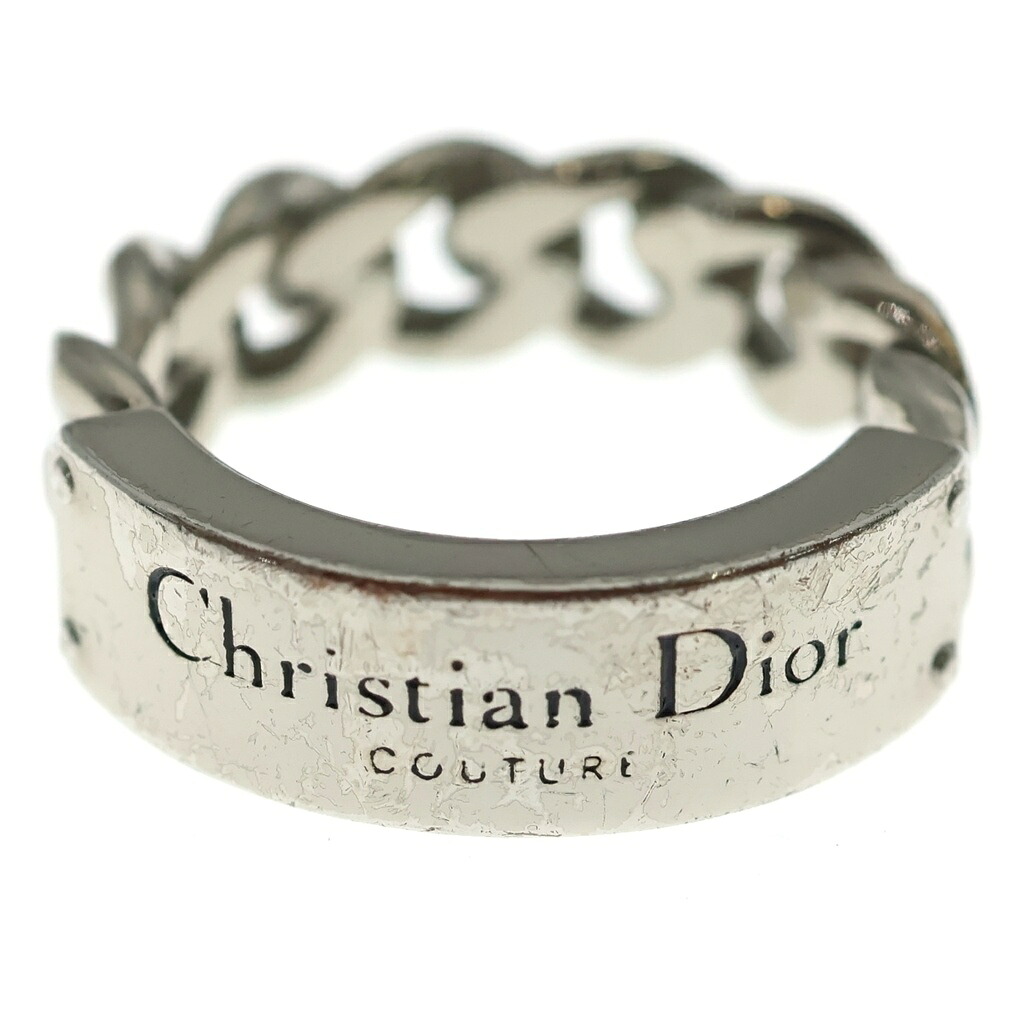 Christian Dior(ディオール) 大きさ:S Couture クチュール ロゴタイプ金属元素 チェーン店繋がり 指環 輪っか しろがね色【中古】【度合いB】【色つやしろがね色】【取りまわしバス発着場BRING WASTE_NOT】