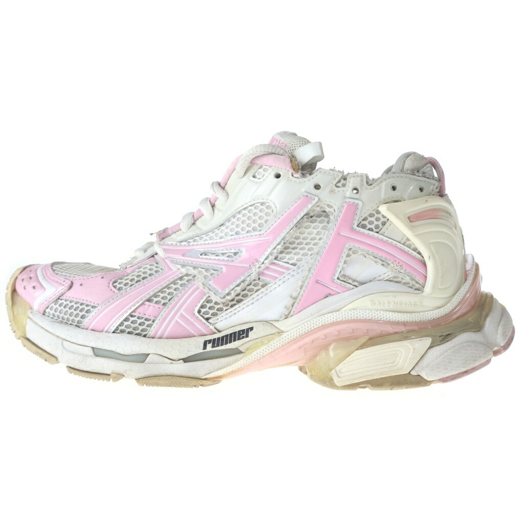 BALENCIAGA(バレンシアガ) 大いさ:41/27.0糎 Runner Sneaker 走者スニーカー レースアップダメージ産業ローカットスニーカー 677403 白いこと/サクラ色【中古】【座標軸B】【色合い白いこと】【取りまわしバス発着場BRING渋谷ANNEX店】