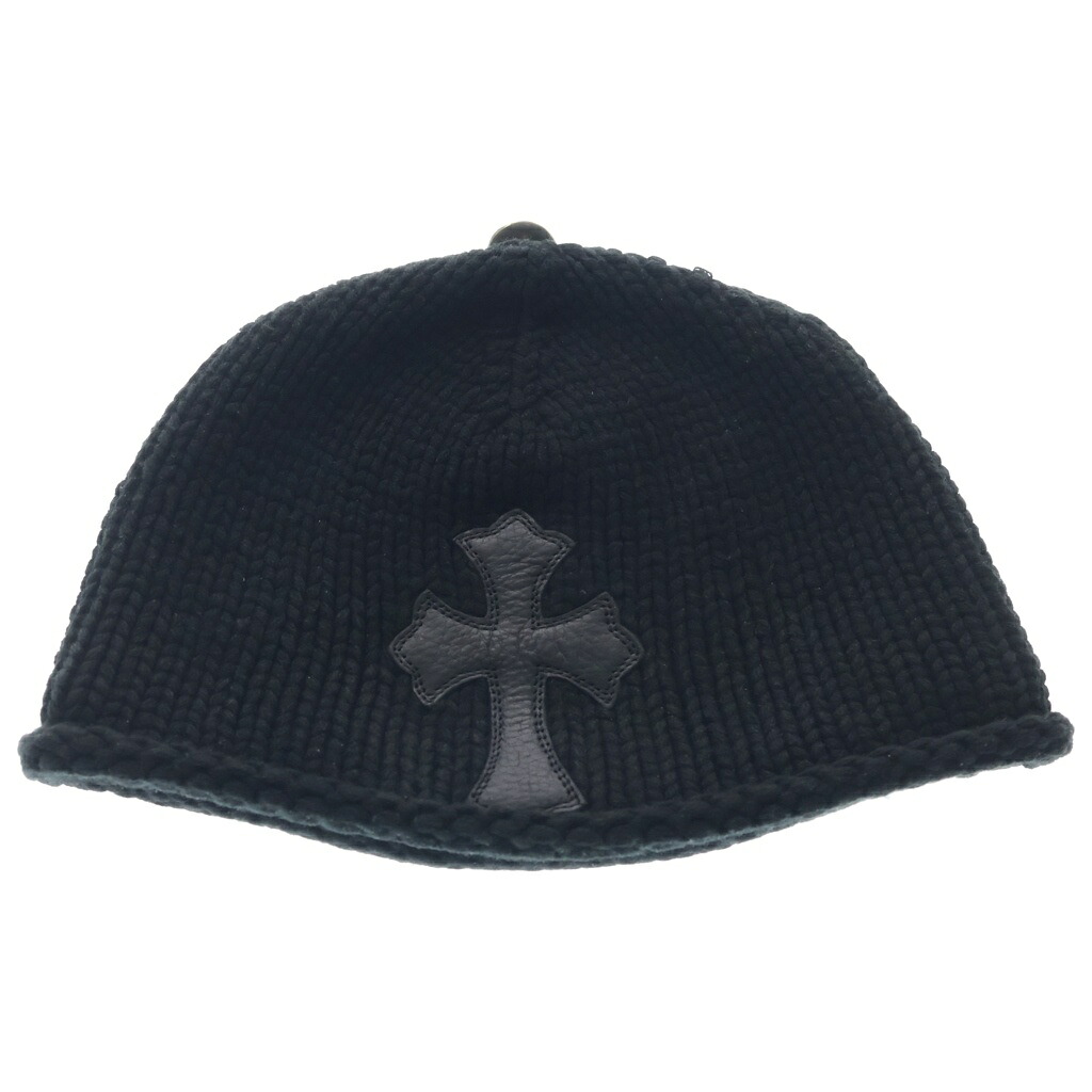 CHROME HEARTS(クロムハーツ) BEANIE CASH CROSS PATCH はりつけ台 継ぎ切れ付き添い人 カシミール ビーニー 黒いこと【中古】【度合いB】【色つや黒いこと】【取りまわしバス発着場渋谷】