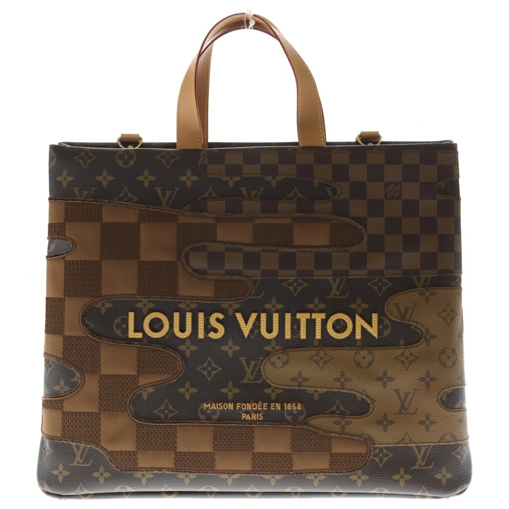 LOUIS VUITTON(ルイヴィトン) 大きさ:- モノグラム 風景 ショッパートートMM ハンドバック ショルダーバッグ 赤銅色 なめし革×PVC M15274 ゴールド金具【中古】【座標軸A】【色合い赤銅色】【取りまわしバス発着場BRING京都河原町店】