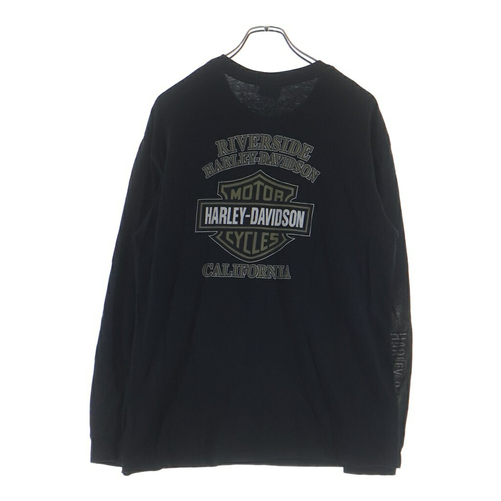 HARLEY DAVIDSON(ハーレーダビッドソン) BAR \u0026 SHIELD POCKET L/S TEE バーアンドシールド ロング衣袂長袖隠しティーシャツ 黒いこと【中古】【座標軸B】【色合い黒いこと】【取りまわしバス発着場BRING霊殿店】
