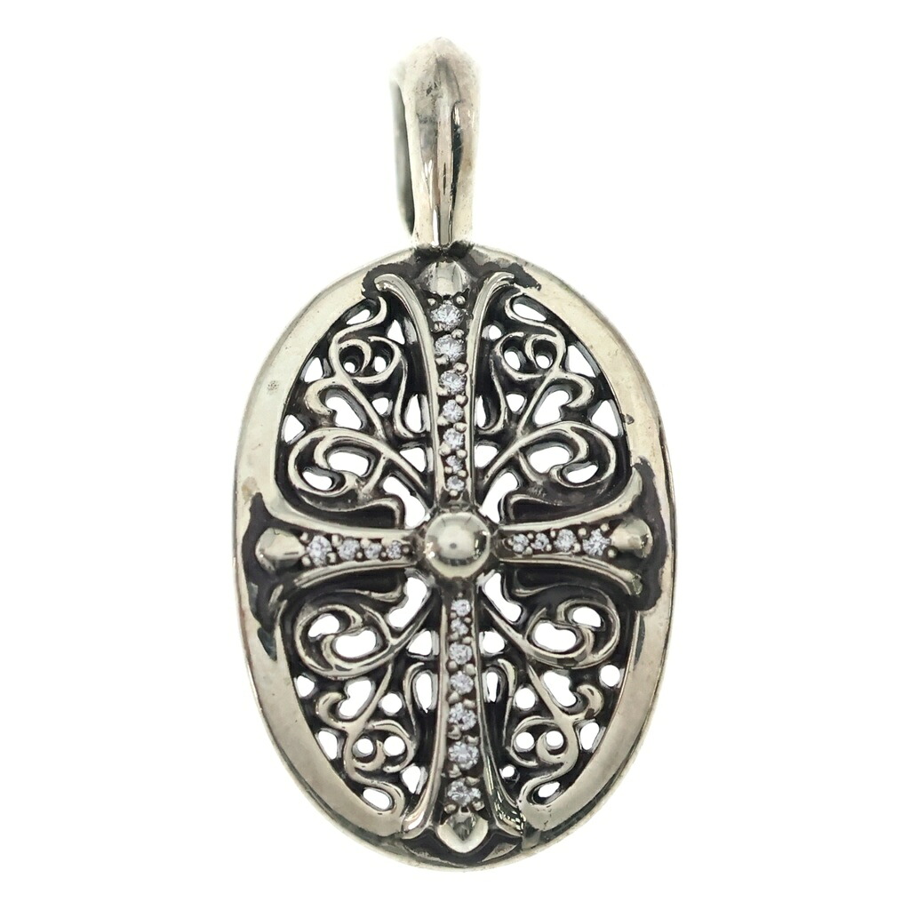 CHROME HEARTS(クロムハーツ) CLSC OVAL P/D 古典派音楽オーバル シャンデリヤいの一番 ゴールドパヴェダイヤ しろがね色【中古】【座標軸A】【色合いしろがね色】【取りまわしバス発着場BRING梅田茶屋町店】