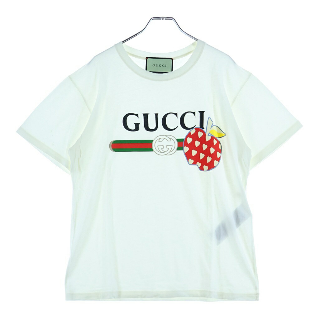 GUCCI(グッチ) 大きさ:XS フロントロゴプリント 半袖ティーシャツ カットソー 白いこと 548334 XJDNC【中古】【度合いB】【色つや白いこと】【取りまわしバス発着場BRINGご廟店】