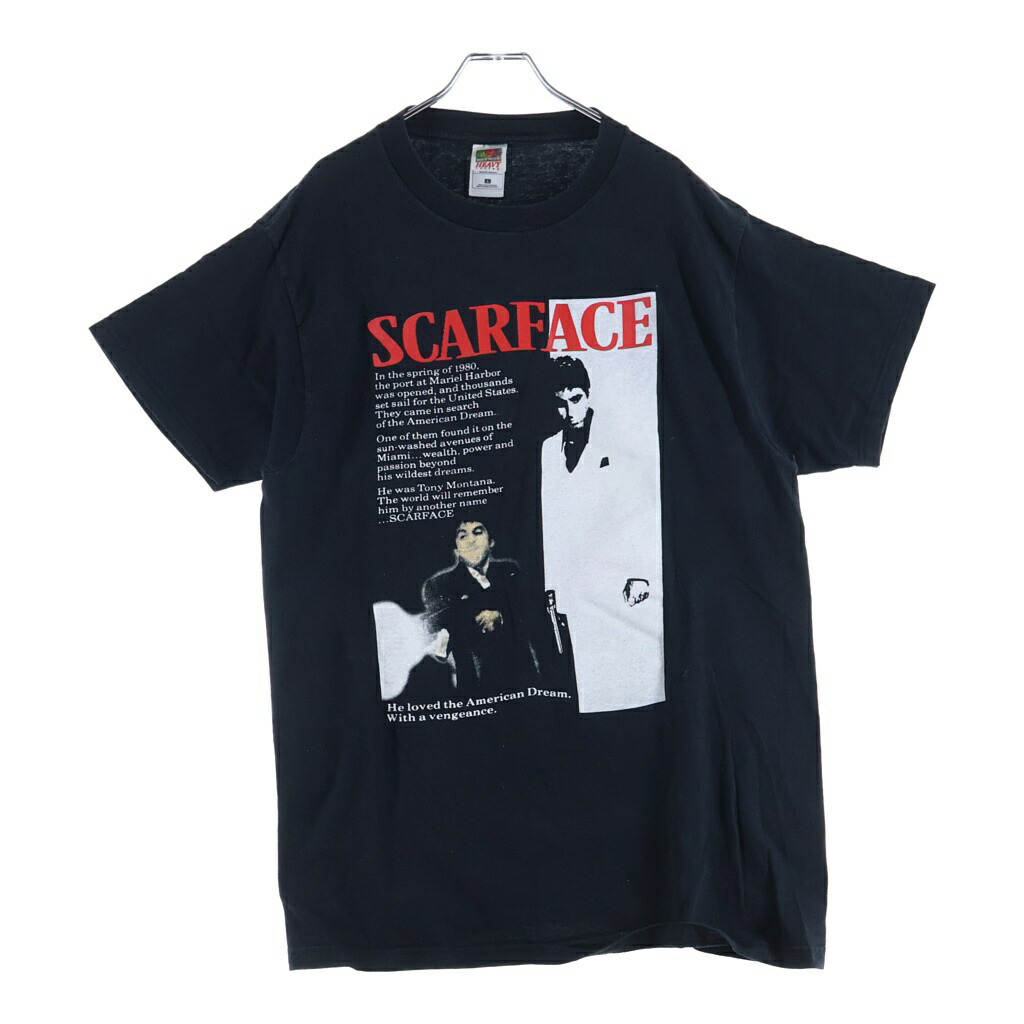 VINTAGE(ヴィンテージ) サイズ:L 90-00S SCARFACE TEE FRUIT OF THE LOOM スカーフェイス 片面プリント クルーネック 半袖Tシャツ カットソー ブラック【中古】【程度B】【カラーブラック】【取扱店舗AWESOME高円寺店】｜ブランド買取・販売　BRING