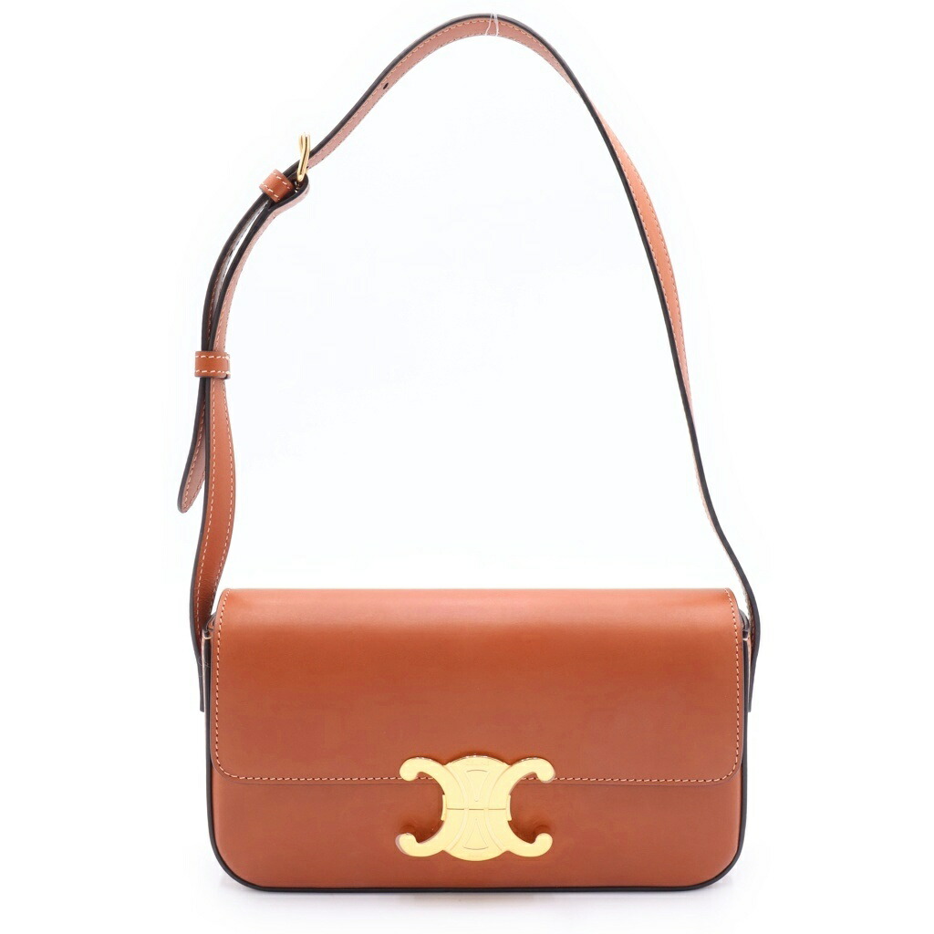 CELINE(セリーヌ) 大いさ:- ティーントリオンフ ショルダーバッグ 一ショルダーバッグ 赤銅色 カーフレザー ゴールド金具【新古品/中古】【座標軸S】【色合い赤銅色】【取りまわしバス発着場渋谷】