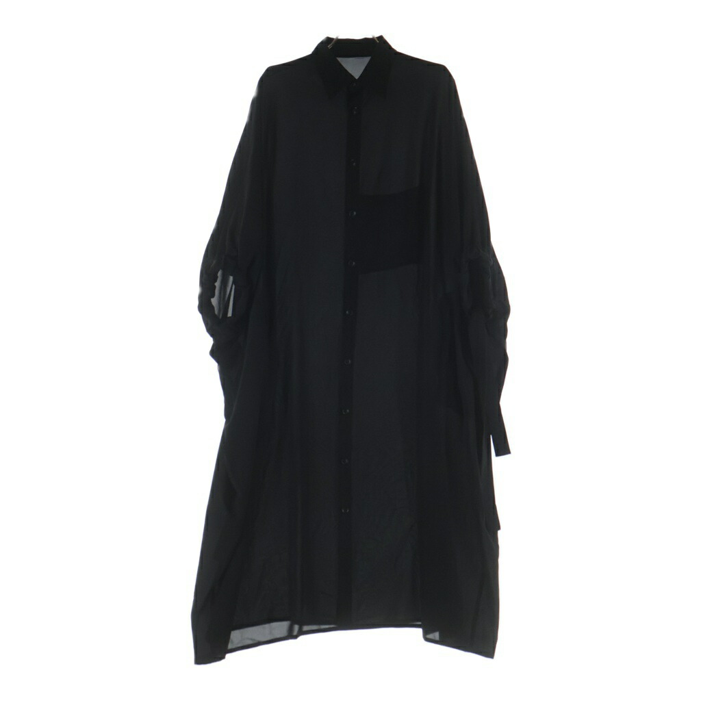 Y\u0027s(ワイズ) TA/PE GEORGETTE SHIRT DRESS 磁気テープ ジョーゼット 半袖御召しものティーシャツ レディース 黒いこと YK-D11-502【中古】【座標軸B】【色合い黒いこと】【オンライン制限事項商いもの】