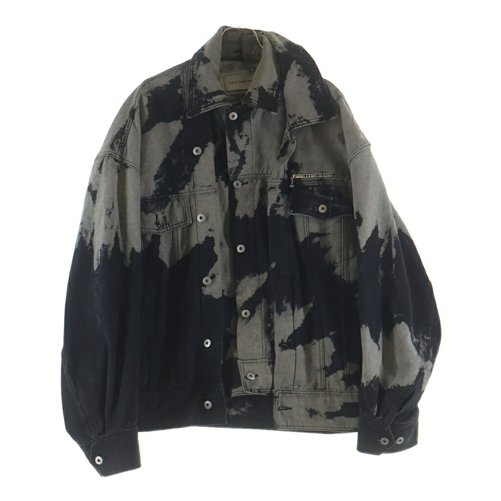 Feng Chen Wang(フェン チェン 一) 大きさ:L Tie-dye Layered Denim Jacket タイダイレイヤードデニムジャケット FF12JAC123 黒いこと/薄墨色【中古】【度合いB】【色つや黒いこと】【オンライン押さえる商いもの】