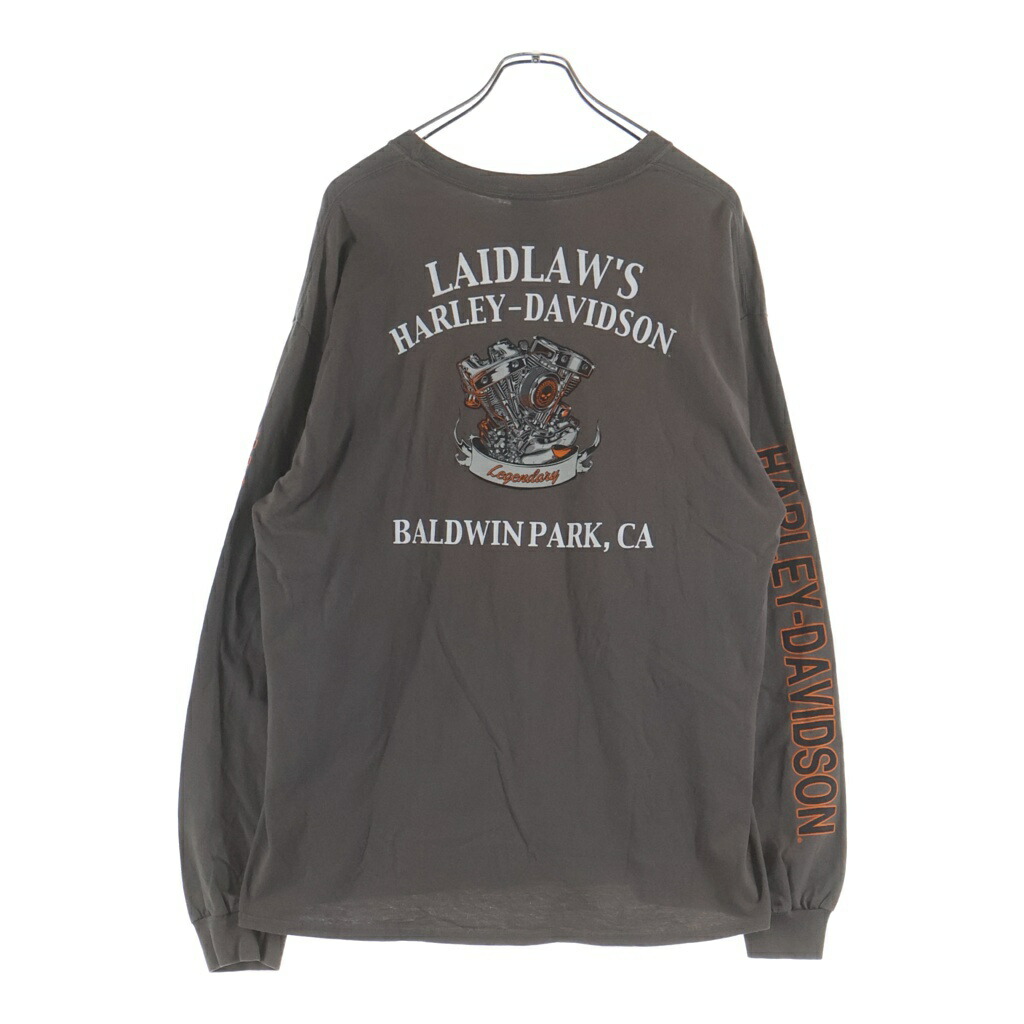 HARLEY DAVIDSON(ハーレーダビッドソン) 大いさ:XL BAR \u0026 SHIELD L/S TEE バーアンドシールド 袖ロゴタイプ刷り上げる ロング衣袂長袖ティーシャツ 赤銅色【中古】【座標軸B】【色合い赤銅色】【取りまわしバス発着場BRING霊殿店】
