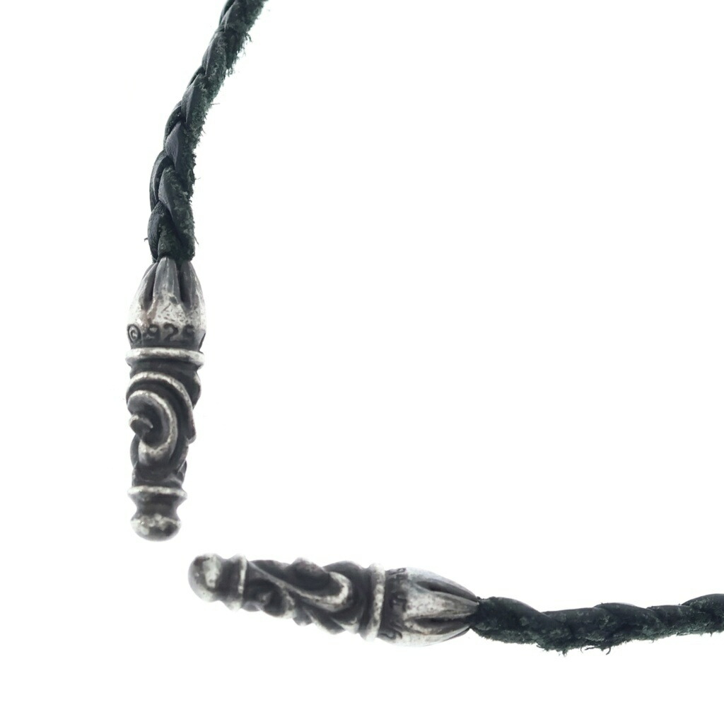 CHROME HEARTS(クロムハーツ) LEATHER BRAID SCROLL ネックレス レザーブレイドネックレス ブラック/シルバー BCA377【中古】【程度B】【カラーブラック】【取扱店舗BRING THRIFT CLOSET あべの店】|ブランド買取・販売 BRING