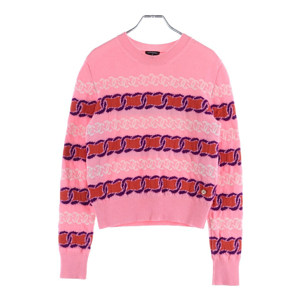 CHANEL(シャネル) 大きさ:34 カシミール混 ココマーク 編み物 サクラ色 #34 P75775K10913【中古】【座標軸B】【色合いサクラ色】【取りまわしバス発着場BRING心斎橋店】