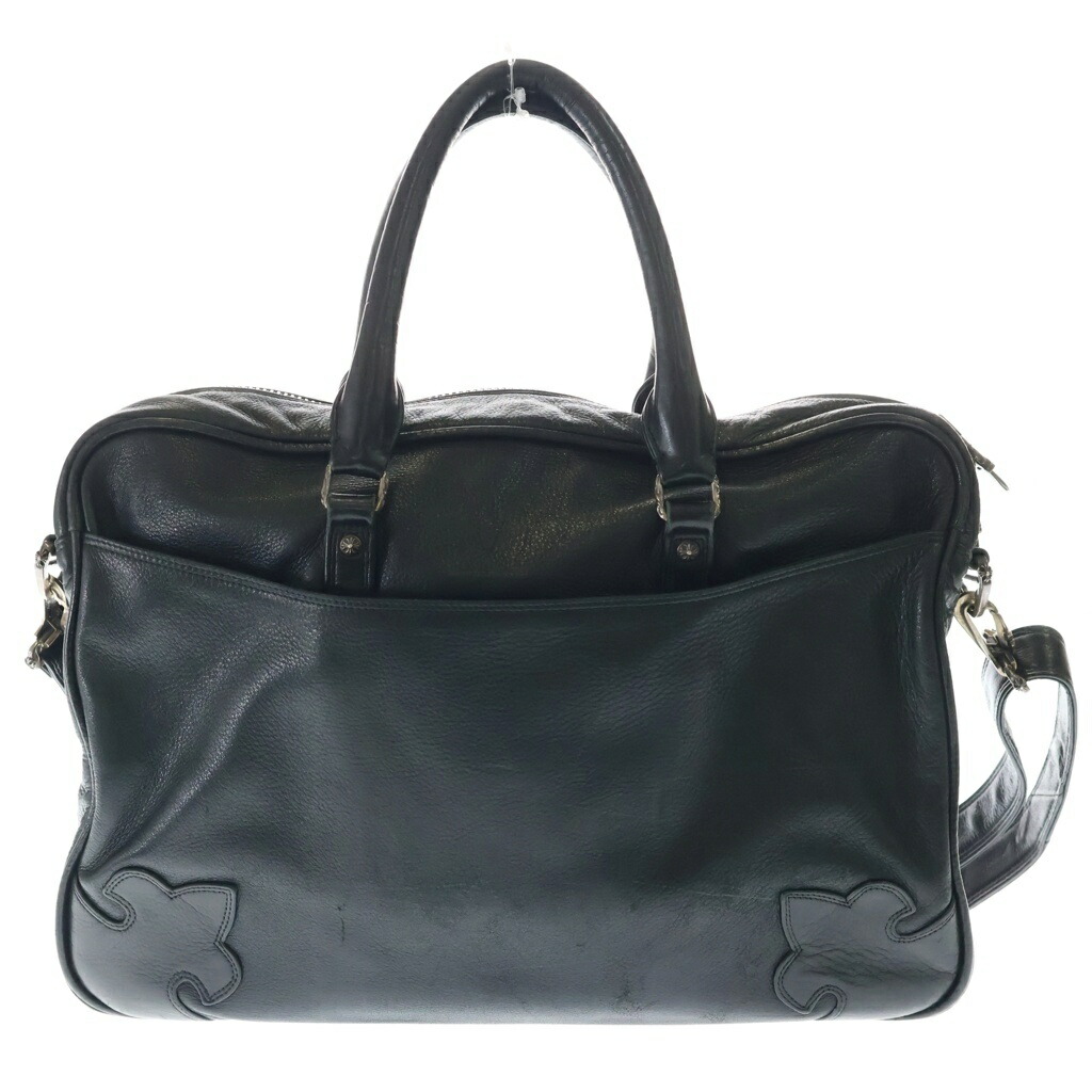 CHROME HEARTS(クロムハーツ) BRF CLL TRBK STRP 2WAY レザーブリーフショルダーバッグ 黒いこと【中古】【度合いB】【色つや黒いこと】【取りまわしバス発着場OneStyle新宿店】