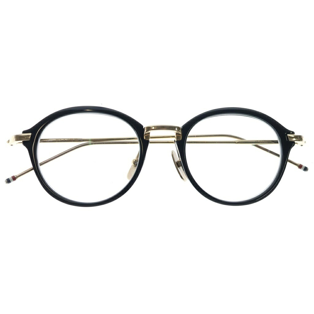 THOM BROWNE(トムブラウン) ラウンド 金属元素一こま アイウェア 眼鏡 黒いこと/ゴールド 肺結核-011A-49【中古】【座標軸B】【色合い黒いこと】【オンライン制限事項商いもの】