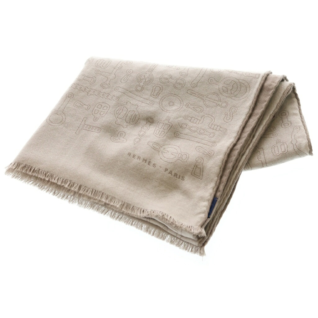 HERMES(エルメス) 23AW 大判袈裟 ハーネス柄 ベージュ【中古】【度合いA】【色つやベージュ】【オンライン押さえる商いもの】